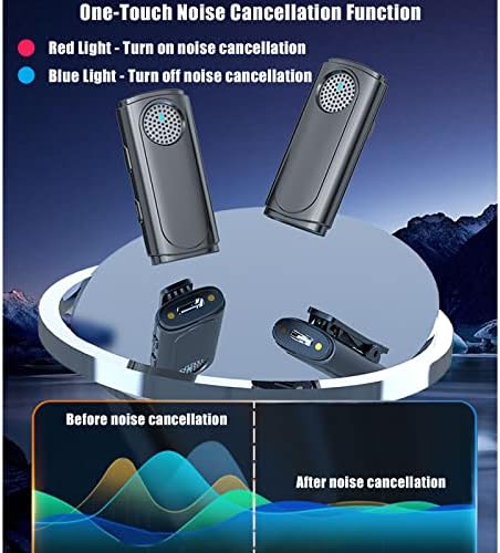 2 Paket Kablosuz Yaka Mikrofonu, Gürültü İptali, Çok Yönlü Ses Alımı, Ses ve Video Kaydı DSLR Kameralar/iPhone/Android