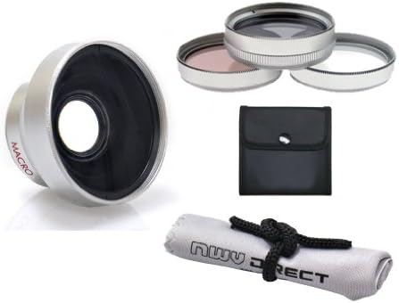Yüksek Çözünürlüklü 0.45 x Geniş Açı Lens w/Makro ile Uyumlu Sony Handycam DCR-SR220 + Filtreler