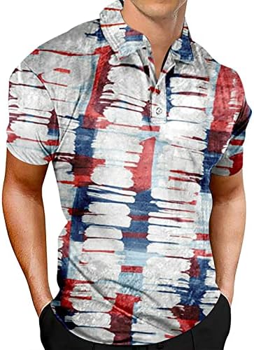 NQyIOS Kısa Kollu polo gömlekler Erkekler için Grafik Streç Rahat Amerikan Vatansever Kısa Kollu Raglan Golf Polo