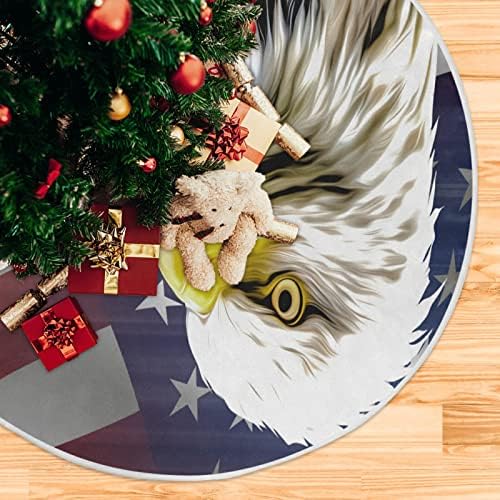 ALAZA 4th Temmuz Vatansever Ağacı Etek Dekorasyon, küçük Noel Ağacı Etek Süs 35.4 İnç Amerikan Kartal ve Bayrak ile