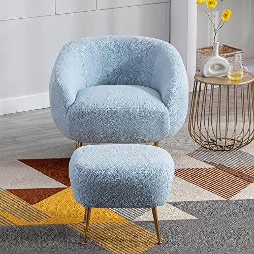 Merax Mavi Modern Rahat Döşemeli Accent Sandalye Osmanlı, Oyuncak Okuma Koltuğu Oturma Odası Yatak Odası için, 1 Set