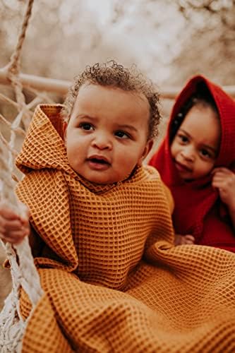 Bebekler + Küçük Çocuklar için Jade & Kai Kapüşonlu Havlu | Pançoya Takılır | Organik Pamuk | Dokunmuş Waffle Dokusu