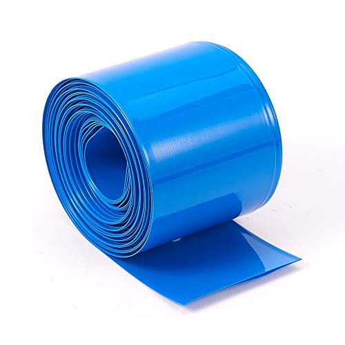 Bettomshin 1 Adet mavi PVC ısı Shrink boru 18.04 Ft uzunluk 1.57 inç düz 18650 pil için
