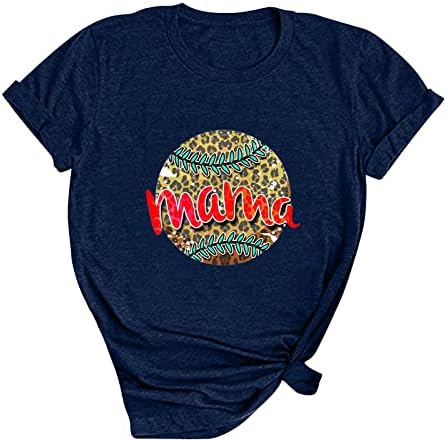 Bayan T Shirt Anne Mektup Klasik Üstleri Yaz Moda Beyzbol grafikli tişört Rahat Kısa Kollu Yuvarlak Boyun Bluzlar