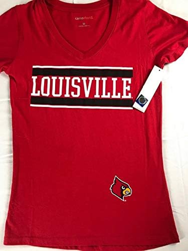 Louisville Cardinals T-Shirt Bayan Orta V Yaka Öğrenci Mezunlar Grad Yumuşak Tee