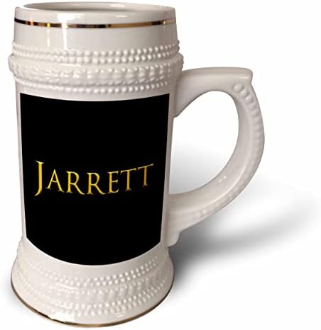 3dRose Jarrett Amerika'da popüler erkek bebek adı. Siyah üzerine sarı. - 22oz Steın Kupa (stn_356438_1)