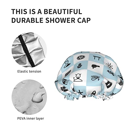 Kadınlar Kullanımlık Streç Hem Saç Şapka Baphomet Sembolü Keşiş Hanuka Çift Katmanlar Su Geçirmez Duş Başlığı banyo
