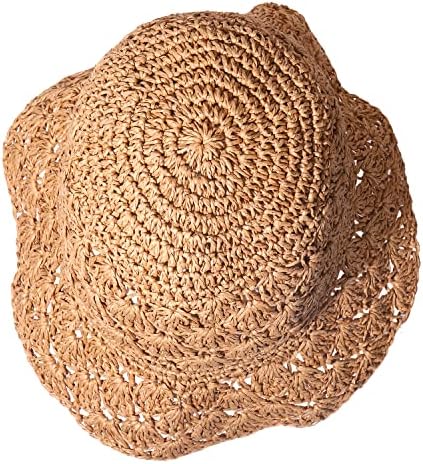 Güneş şapkası Bayan Yaz Paketlenebilir Kova Şapka Boho Plaj Hasır Kadınlar için UV Koruma Sevimli Katlanabilir Kap