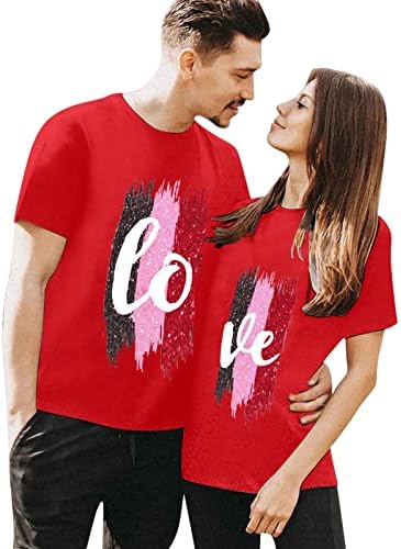 Sevgililer Günü Grafik T Shirt Çift Eşleştirme Gömlek Kısa Kollu Crewneck T Shirt Üst Bayan Bayan Yaz T Shirt