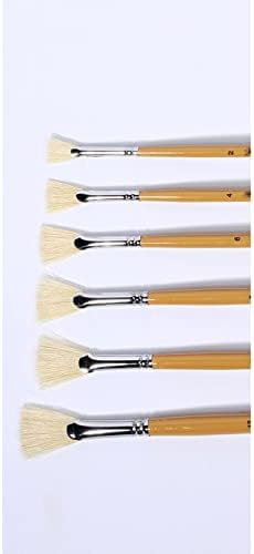 Fan Boya Fırçası 6 Adet Set, Profesyonel Sanatçı Akrilik boya fırçaları, Dökülme Domuz Kıllar Suluboya Yağlıboya Guaj