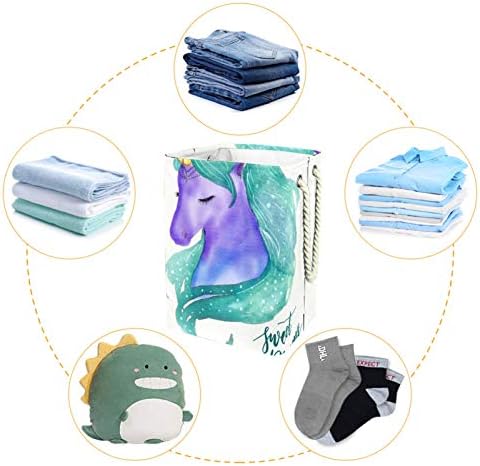 Su geçirmez çamaşır sepetleri Uzun Boylu Sağlam Katlanabilir Sevimli Unicorn Tatlı Rüya Baskı Sepeti Yetişkin Çocuklar