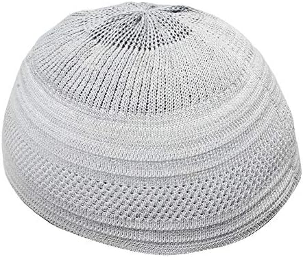 Gümüş Gri Pamuk Streç Örgü Kufi Şapka Kafatası Kap-Rahat-Benzersiz Tasarım