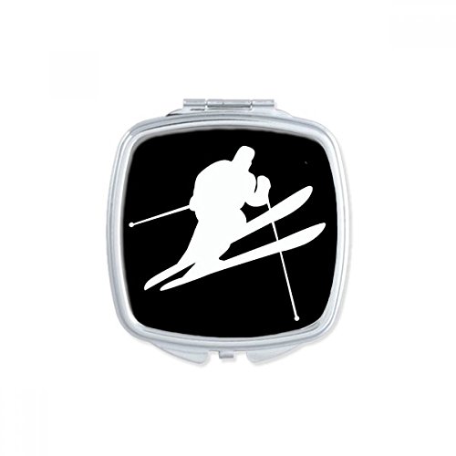 Kayak kış spor siyah anahat kare ayna taşınabilir kompakt cep makyaj Çift taraflı cam