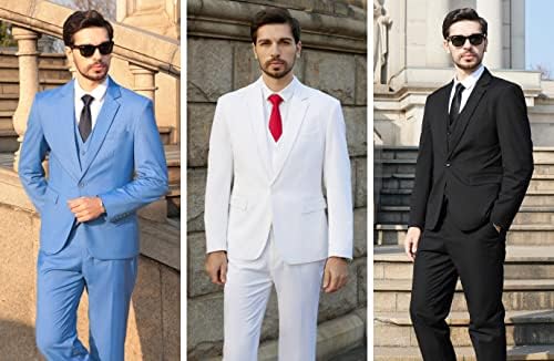 MAGE ERKEK erkek 3 Parça Takım Elbise Slim Fit Bir Düğme İş Düğün Parti Katı Blazer Yelek pantolon seti Kravat ile