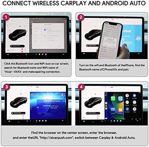 Tesla Model 3/Y/X/S Otomobiller için Bınıze Kablosuz CarPlay ve Android Otomatik Adaptör, Tesla için Carplay / Android