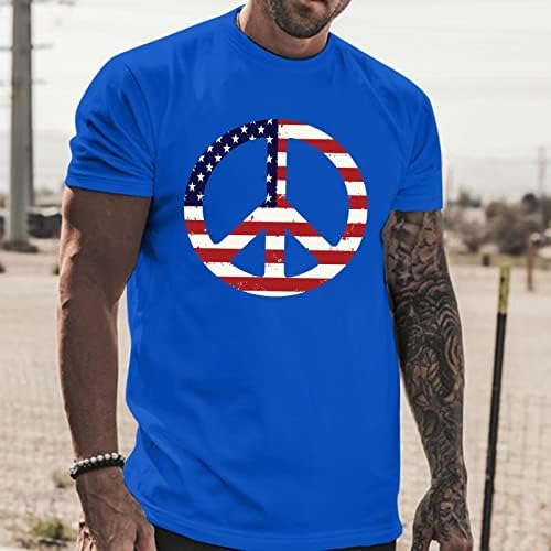 T Shirt Erkek Erkek Yaz Rahat Barış Bayrağı Baskı T Shirt Bluz Yuvarlak Boyun Kısa Kollu Üstleri T Erkek Gömlek Büyük