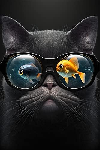 Siyah Kedi Fishbowl Elmas Boyama Kitleri Hayvan Elmas Boyama Tam Yuvarlak Elmas Kristal Kitleri Yetişkin Başlayanlar