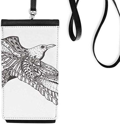 Kuş Boya Uçan Sadık Şiddetli Telefon cüzdan çanta Asılı Cep Kılıfı Siyah cep