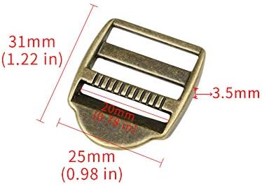 DYZD Çok Fonksiyonlu Sapanlar Dokuma Slayt Metal Slayt Toka Sırt Çantası (Bronz, 20mm, 2 ADET)