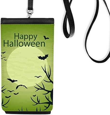 Yeşil ağaç mutlu hayalet korku Cadılar Bayramı telefon cüzdan çanta asılı cep kılıfı siyah cep