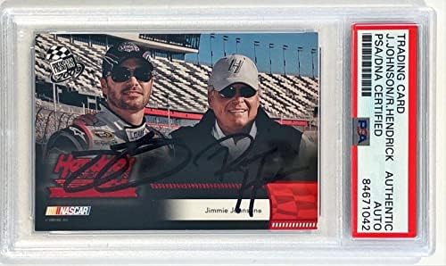 2009 Basın Kartı Rick Hendrick ve Jimmie Johnson 2x İmzalı Otomatik Kart 197 PSA / DNA İmzalı NASCAR Kartları