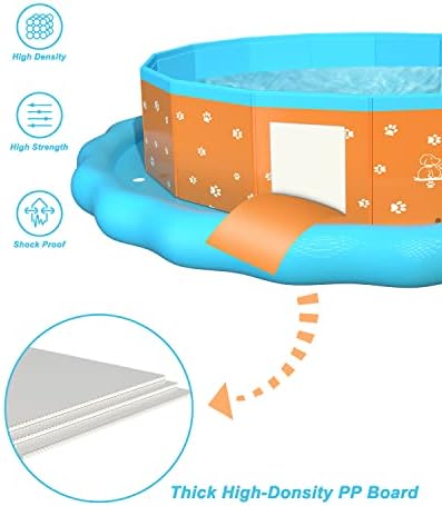Büyük Köpekler için Yüzme Havuzu-85 x 12 Katlanabilir Köpek Havuzları-2'si 1 arada Plastik Çocuk Havuzu Kaymaz Sert