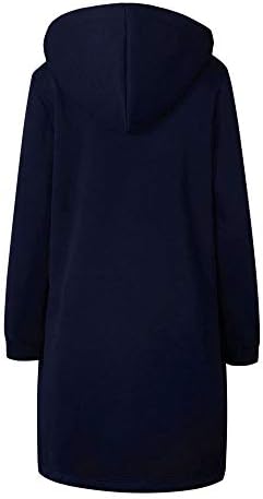 DSODAN kadın Sıcak Zip Up Açık Hoodies İpli Tişörtü Casual Katı Uzun Coats Ceketler Tops Dış Giyim Cep ile