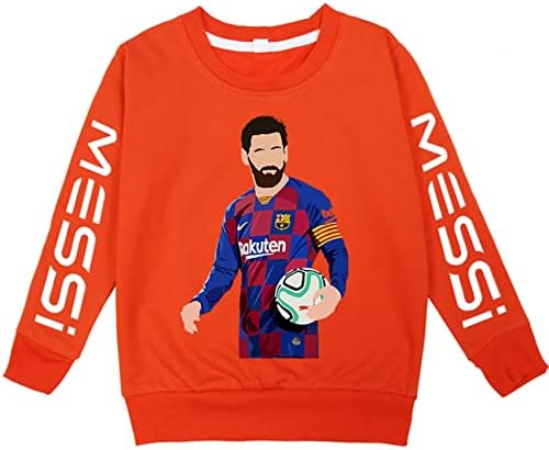 CİZun Çocuk Lionel Messi Uzun Kollu Crewneck Hoodie - Boy Kazak Hafif Sweatshirt (1-14Y,10 Renk)