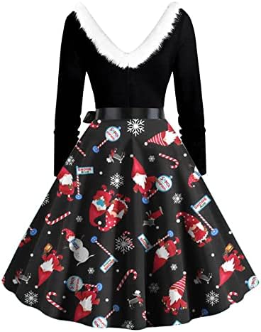 Bayanlar Dalma Yaka Spandex Tatil Noel Elbiseler Kollu Victoria Rönesans Köylü Patchwork Steampunk