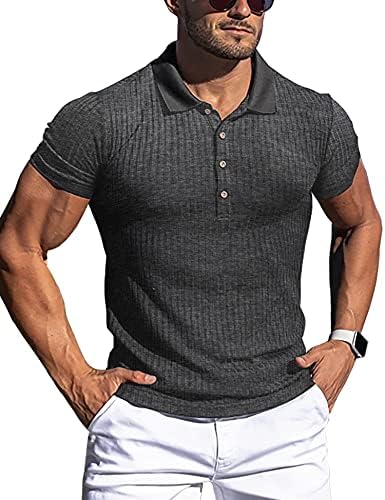 URRU erkek Kas T Shirt Streç Uzun ve Kısa Kollu Egzersiz Tee Casual Slim Fit Polo Gömlek