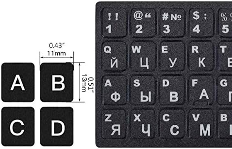 3 ADET Yedek rusça klavye Çıkartmalar, Siyah Arka Plan Beyaz Yazı ile rusça klavye Çıkartmalar pc bilgisayar Dizüstü