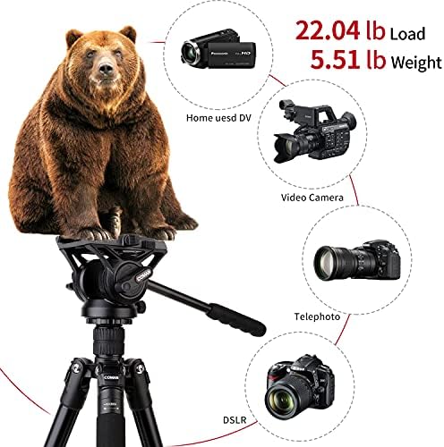 DSLR Kamera için COMAN Sıvı Kafa Tripod, Profesyonel Premium Kamera Monopod Tripod ile 360 Derece Sıvı Kafa w / 1