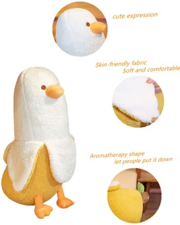 JOSON Muz Ördek peluş oyuncak, Sevimli Muz Ördek Peluş Hayvan Yastık Erkek ve Kız Doğum Günü, (Beyaz 19.7)