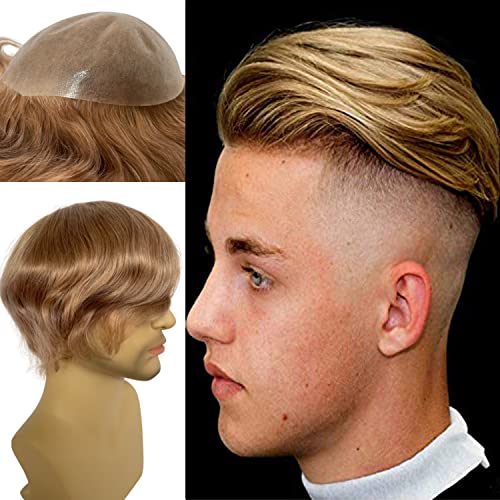 Volorıa Avrupa işlenmemiş insan postişi erkek peruğu Ultra Şeffaf İnce Deri PU Yedek saç parçaları 10 x 8 taban Boyutu