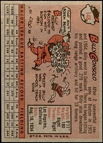 1958 Topps 148 Billy Consolo Boston Red Sox (Beyzbol Kartı) NM / MT Red Sox