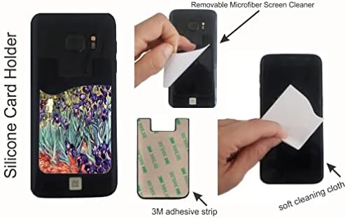 Vincent Van Gogh-Süsen Tasarım-Silikon 3 M Yapıştırıcı Kredi Kartı Stick-on Cüzdan Kılıfı için iPhone / Galaxy Android