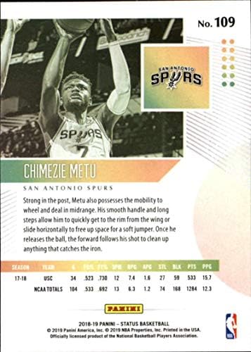 2018-19 Panini Durumu 109 Chimezie Odtü RC Çaylak San Antonio Spurs NBA Basketbol Ticaret Kartı