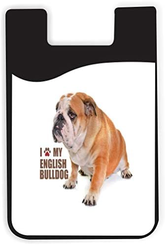 Pençe Baskı I Love My-İngilizce Bulldog Tasarım Silikon 3M Yapıştırıcı Kredi Kartı Stick-on Cüzdan Kılıfı için iPhone