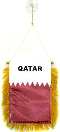 AZ bayrağı Katar Mini Afiş 6 x 4 - Katar Flama 15 x 10 cm-Mini Afişler 4x6 inç Vantuzlu askı