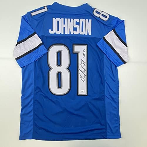 İmzalı / İmzalı Calvin Johnson HOF 21 Detroit Mavi Futbol Forması JSA COA