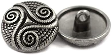 Çerçeve 8 Adet İpli Celtic Üçlü Spiral Gri Gümüş Renk Metal Saplı Blazer Düğmesi. 25mm (1 inç)