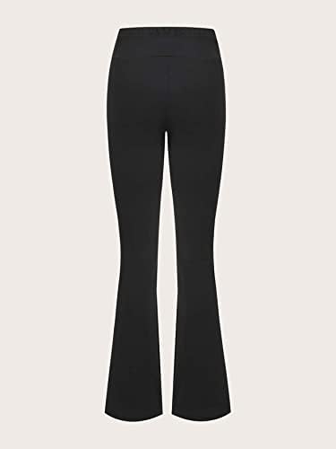 GORGLİTTER kadın Crossover Flare Tayt Yüksek Belli Yoga Pantolon Çan Alt egzersiz pantolonları Siyah Küçük