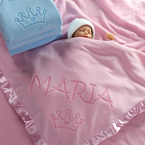 Özel Yakalama Kişiselleştirilmiş Prenses Bebek Battaniyesi Kız Yenidoğan veya Bebek Adı Hediye Pembe veya Mavi (1