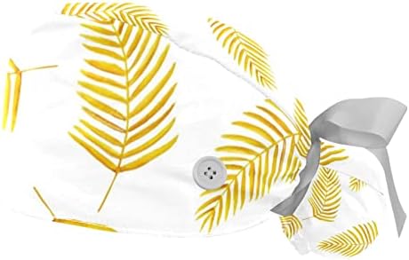 Çalışma Kapağı Düğmeleri ile Hemşire Kabarık Şapka Altın Yapraklar Desen Arka Plan Fırçalama Kap Kadınlar için Uzun