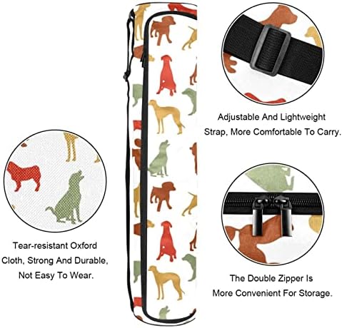 RATGDN Yoga Mat Çantası, Köpek Desen Pug Egzersiz yoga matı Taşıyıcı Tam Zip Yoga Mat Taşıma Çantası Ayarlanabilir