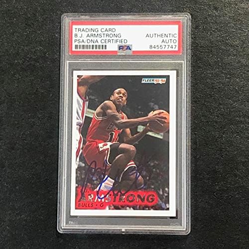 1993-94 Fleer Basketbol 25 BJ Armstrong İmzalı Kart OTOMATİK PSA Slabbed Bulls - Basketbol Slabbed Çaylak Kartları
