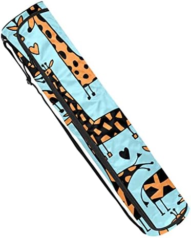 Yoga mat çantası Ayarlanabilir Omuz Askısı ile Tam Zip Yoga Mat Taşıma Çantası Kadınlar için Mavi Zürafa Hayvan