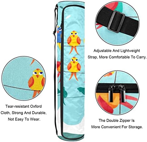 Egzersiz Yoga matı Taşıma Çantası Tote Taşıyıcı Omuz Askısı ile Bir Tel Üzerinde Kuşlar Mavi Arka Plan Yoga Mat Çantası