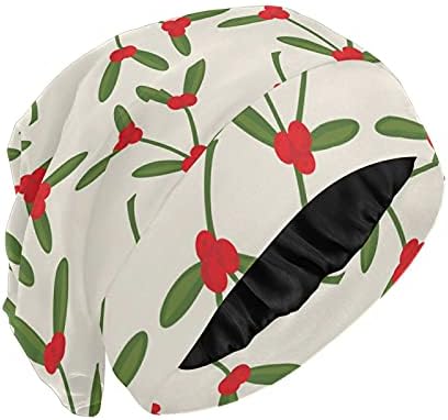Kafatası Kap Uyku Kap Çalışma Şapka Bonnet Beanies Kadınlar için Kırmızı Yeşil Yapraklar Noel Kış Yeni Yıl Uyku Kap