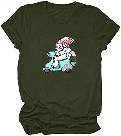 Bayan bluz ve gömlek kısa kollu yuvarlak boyun komik Paskalya gömlek gevşek rahat moda Tees T-Shirt